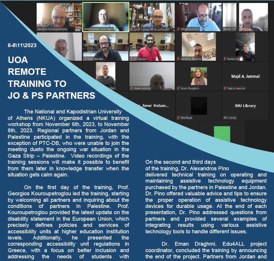 UOA Remote training to JO and PS Partners news letter 5