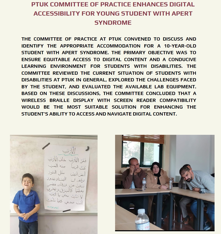 Ptuk committee of practice enhances digitalaccessibility for young student with apertsyndrome